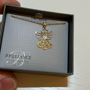 Solid 10K Angel Pendant Necklace